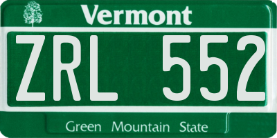 VT license plate ZRL552