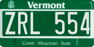 VT license plate ZRL554