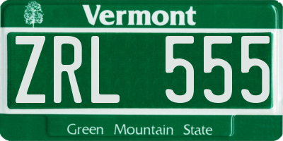 VT license plate ZRL555