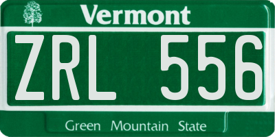 VT license plate ZRL556