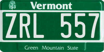 VT license plate ZRL557