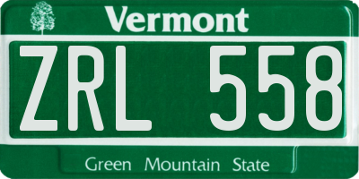 VT license plate ZRL558