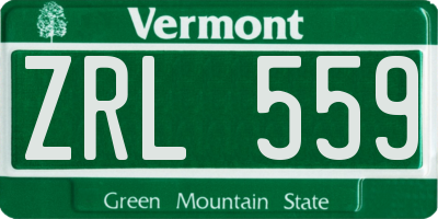 VT license plate ZRL559