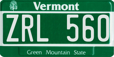 VT license plate ZRL560