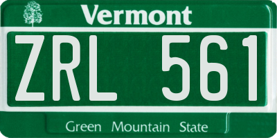 VT license plate ZRL561
