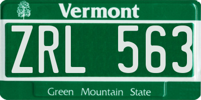 VT license plate ZRL563