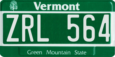 VT license plate ZRL564