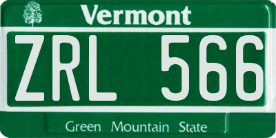 VT license plate ZRL566