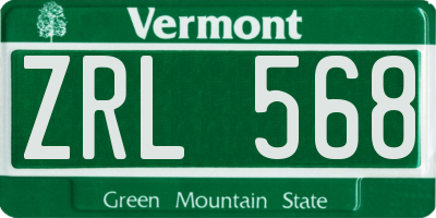 VT license plate ZRL568