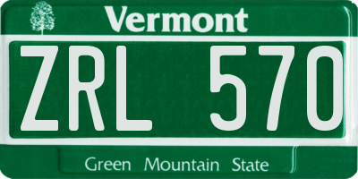 VT license plate ZRL570
