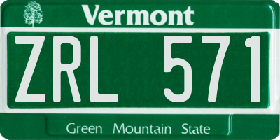 VT license plate ZRL571