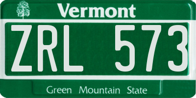 VT license plate ZRL573
