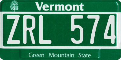 VT license plate ZRL574