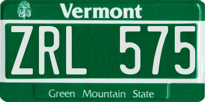 VT license plate ZRL575