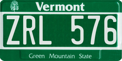 VT license plate ZRL576