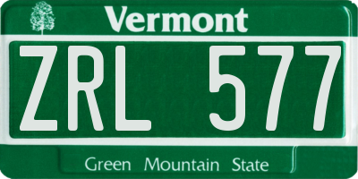 VT license plate ZRL577