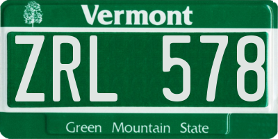VT license plate ZRL578