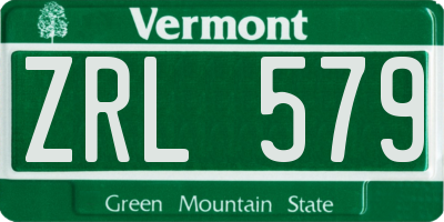 VT license plate ZRL579