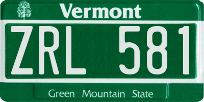 VT license plate ZRL581