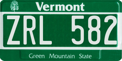 VT license plate ZRL582