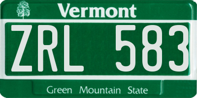 VT license plate ZRL583