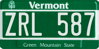 VT license plate ZRL587