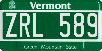 VT license plate ZRL589
