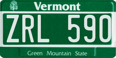 VT license plate ZRL590