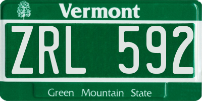 VT license plate ZRL592