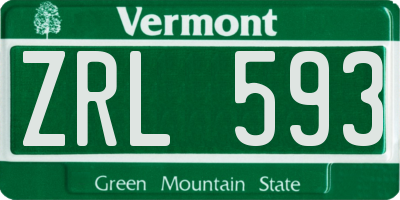 VT license plate ZRL593