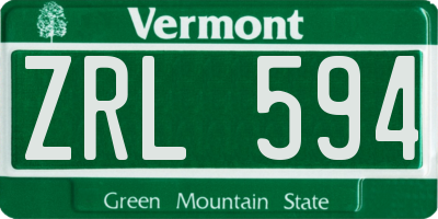 VT license plate ZRL594