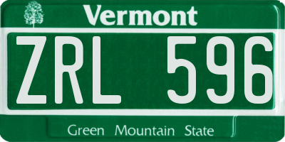 VT license plate ZRL596