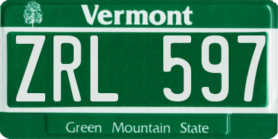 VT license plate ZRL597