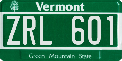 VT license plate ZRL601