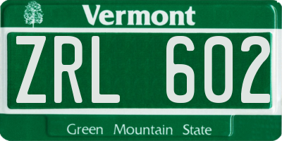VT license plate ZRL602
