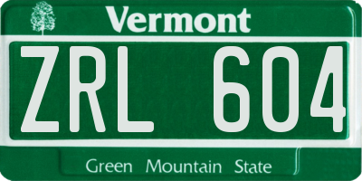 VT license plate ZRL604