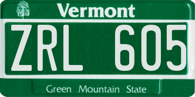VT license plate ZRL605