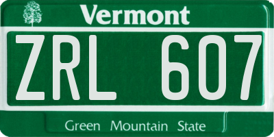 VT license plate ZRL607