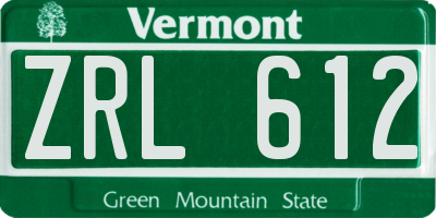 VT license plate ZRL612