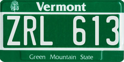 VT license plate ZRL613