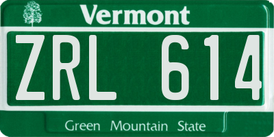 VT license plate ZRL614