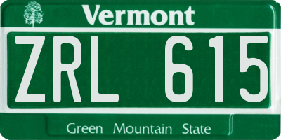 VT license plate ZRL615