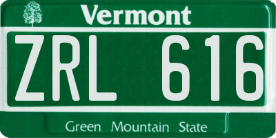 VT license plate ZRL616