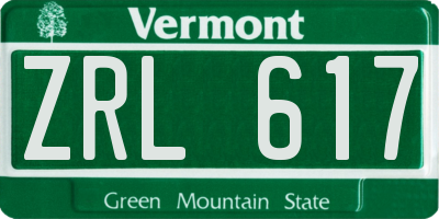 VT license plate ZRL617