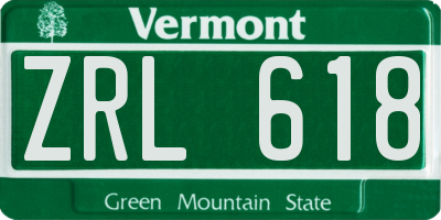VT license plate ZRL618