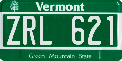 VT license plate ZRL621