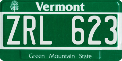 VT license plate ZRL623
