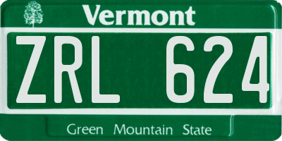 VT license plate ZRL624