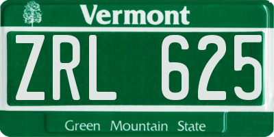 VT license plate ZRL625