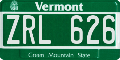 VT license plate ZRL626